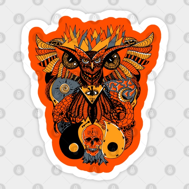 Orangrey Owl And Ageless Skull Sticker by kenallouis